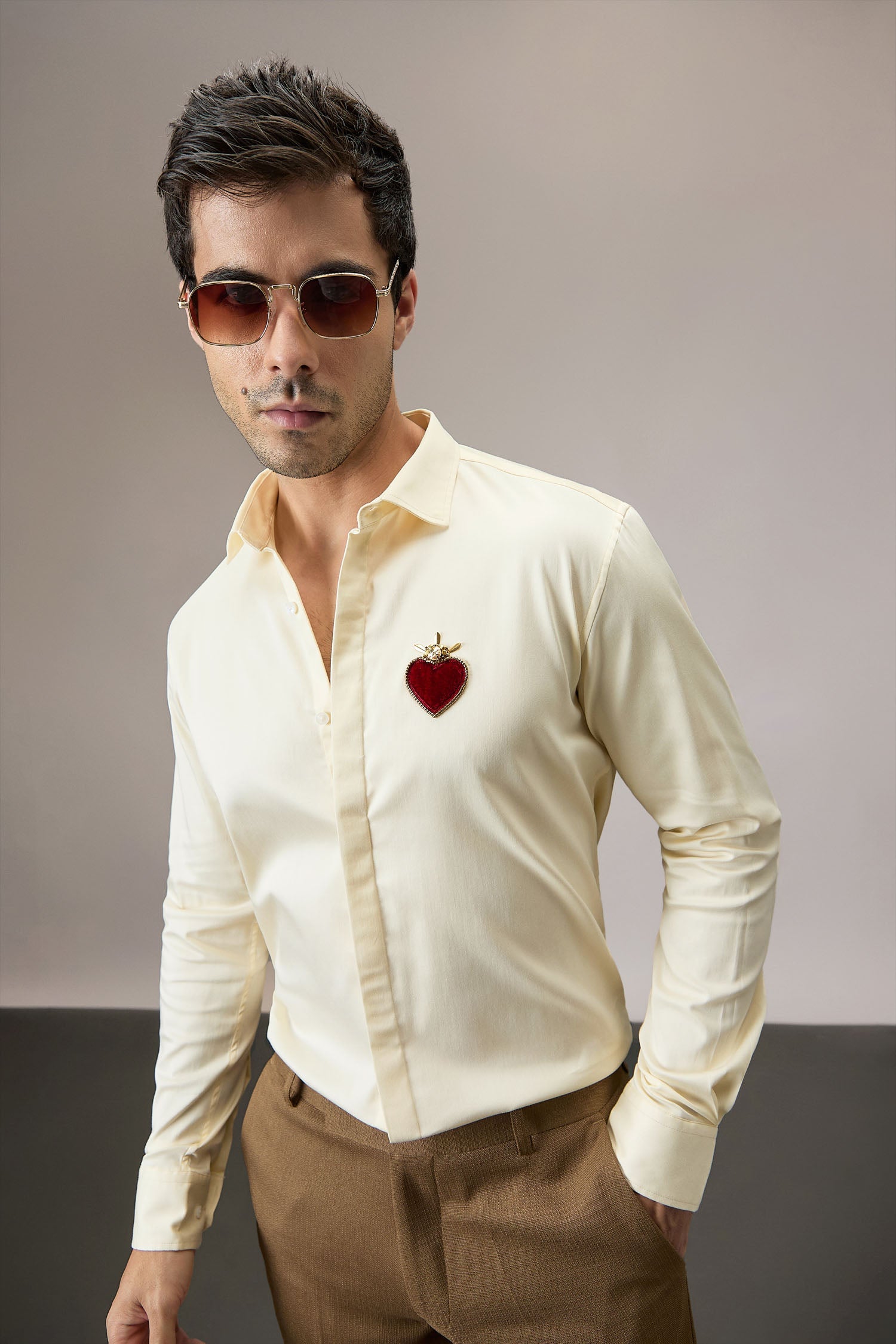 Cordelia - Hand Embroidered Designer Shirt - Ivory