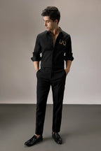 Buy Me Shots - Hand Embroidered Designer Shirt - Black