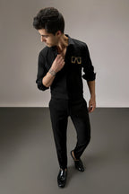 Buy Me Shots - Hand Embroidered Designer Shirt - Black