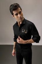 Buy Me Shots - Hand Embroidered Designer Shirt - Black
