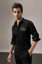 Buy Me Shots - Hand Embroidered Designer Shirt - Black