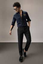 Wasp - Hand Embroidered Designer Shirt - Navy