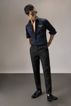 Wasp - Hand Embroidered Designer Shirt - Navy