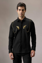 Revolver - Hand Embroidered Designer Shirt - Black