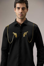 Revolver - Hand Embroidered Designer Shirt - Black