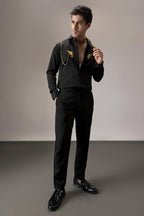 Revolver - Hand Embroidered Designer Shirt - Black