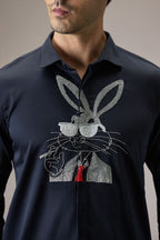 Bugs Bunny - Hand Embroidered Designer Shirt - Navy