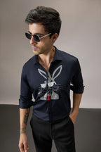 Bugs Bunny - Hand Embroidered Designer Shirt - Navy