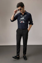 Bugs Bunny - Hand Embroidered Designer Shirt - Navy