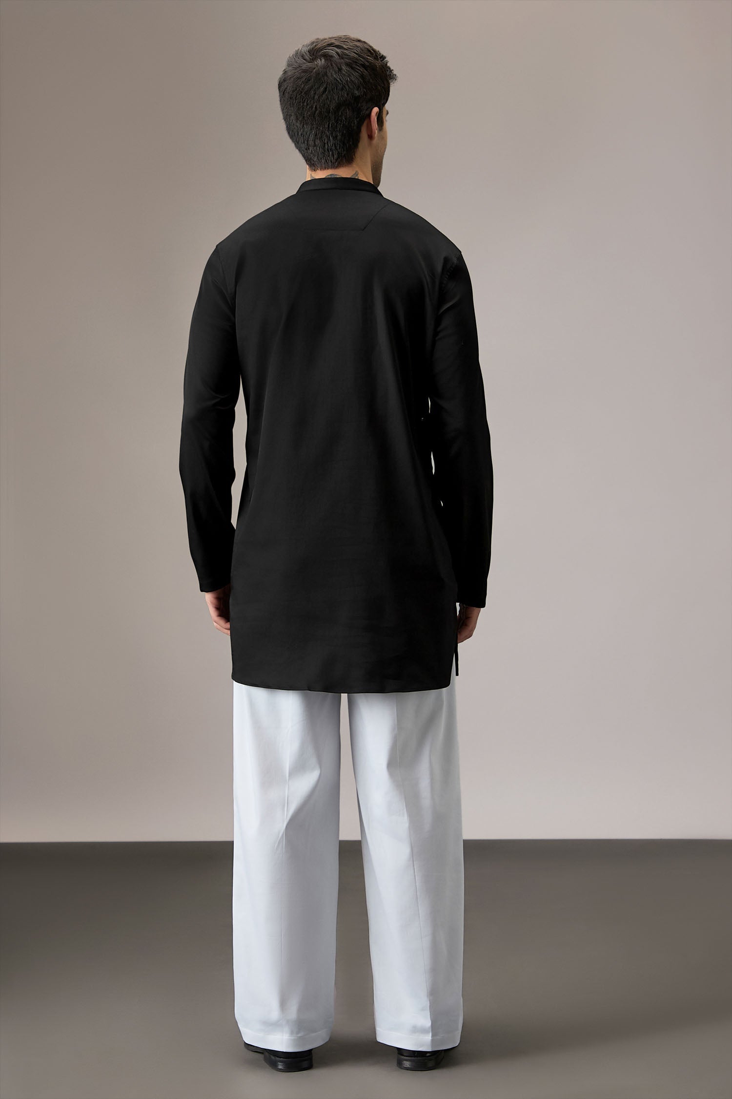 Cluster(Ocean) - Hand Embroidered Designer Kurta - Black