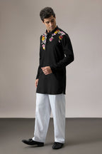 Cluster(Ocean) - Hand Embroidered Designer Kurta - Black