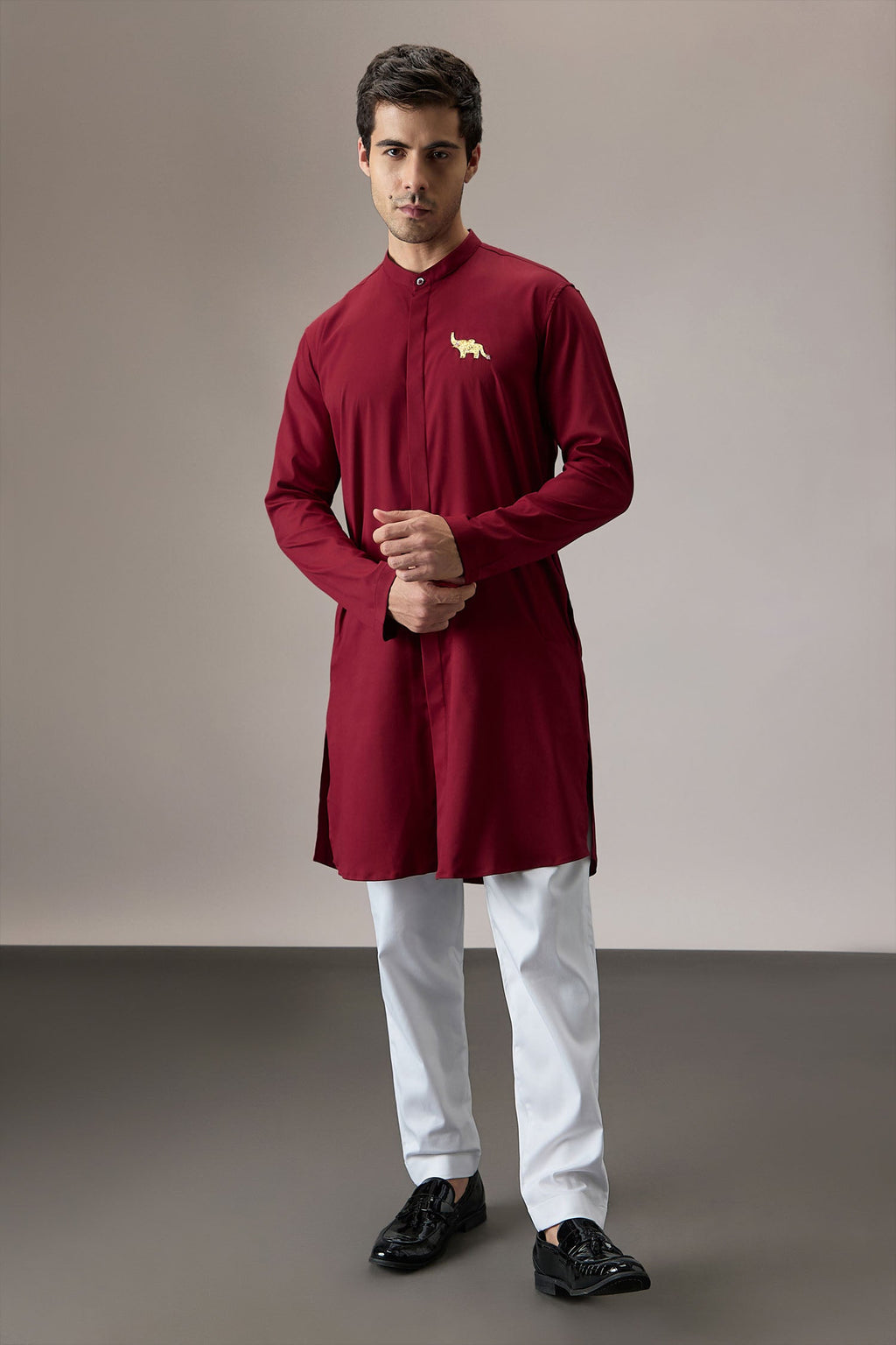 Mere Yaar Ki Shaddi Hai - Hand Embroidered Designer Kurta - Burgundy