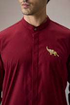 Mere Yaar Ki Shaddi Hai - Hand Embroidered Designer Kurta - Burgundy