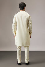 Brine (Ocean) - Hand Embroidered Designer Kurta - IVORY
