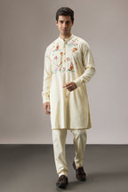Brine (Ocean) - Hand Embroidered Designer Kurta - IVORY