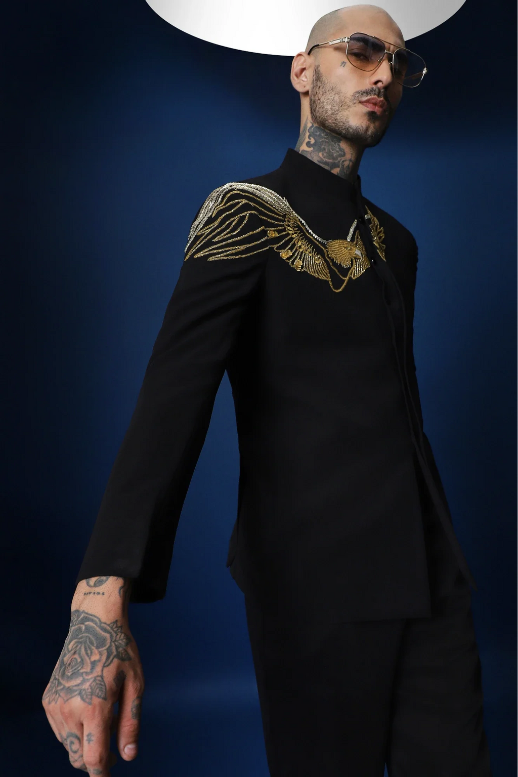 Eagle Hand Embroidered Bandhgala - Black