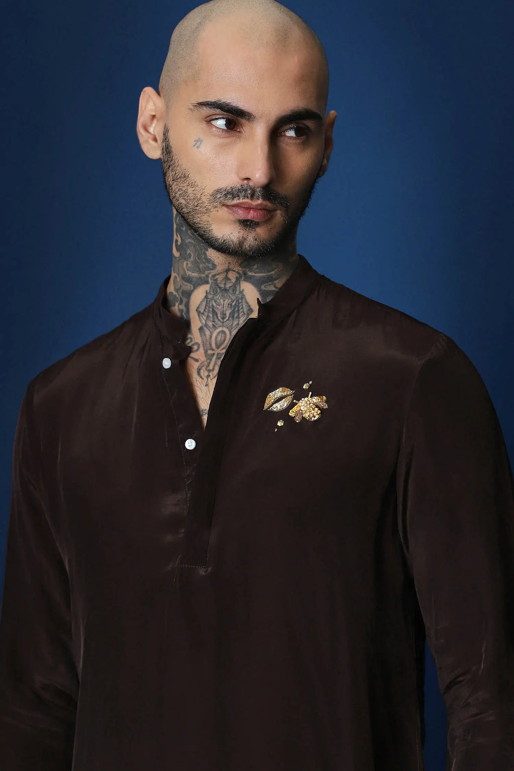 Bride Squad Hand Embroidered Kurta - Brown