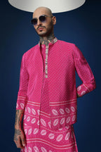 Rai Bandhani Hand Embroidered Bundi Set - Pink