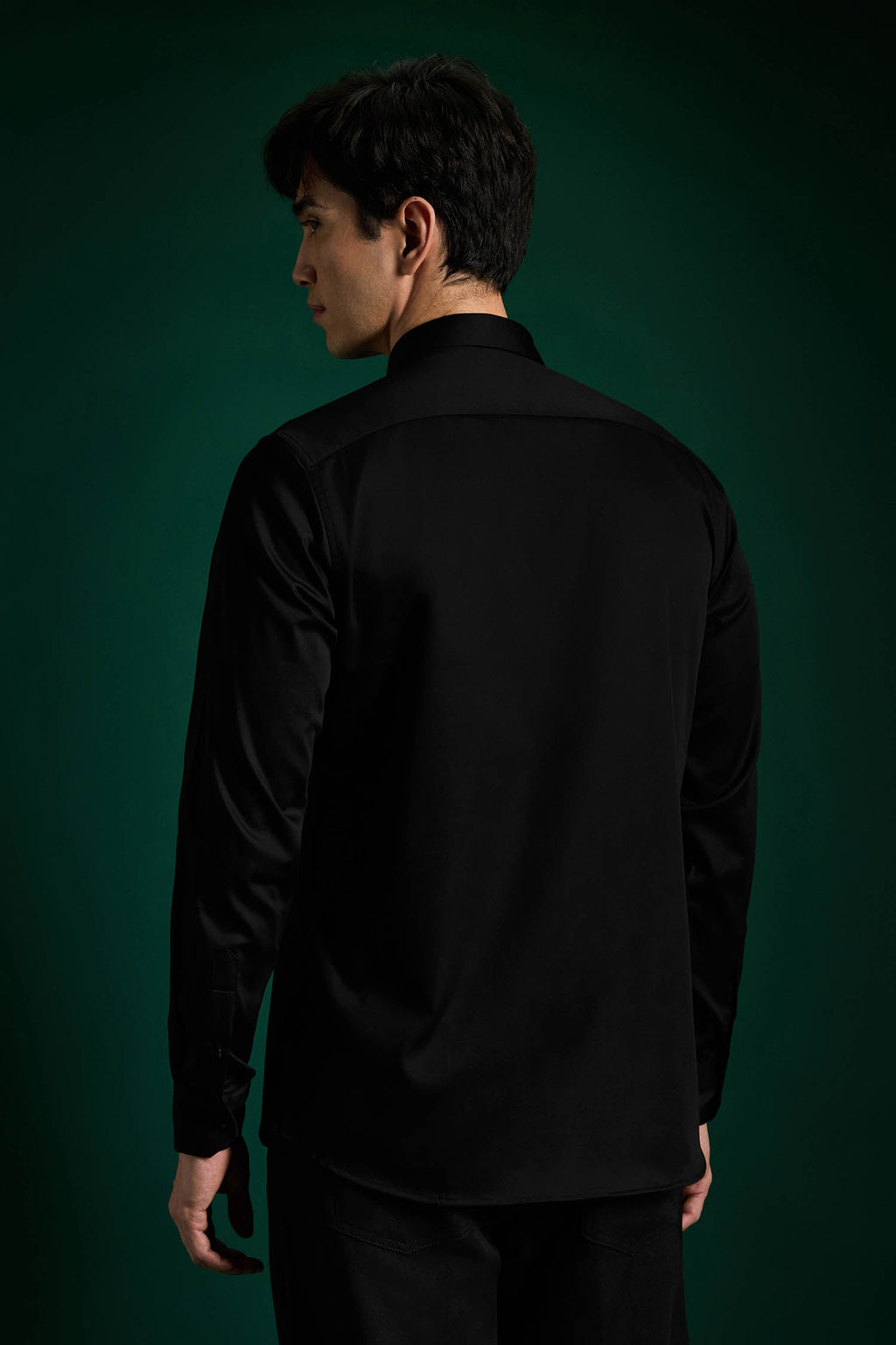 Big Mickey - Black Hand Embroidered Designer Shirt - Black
