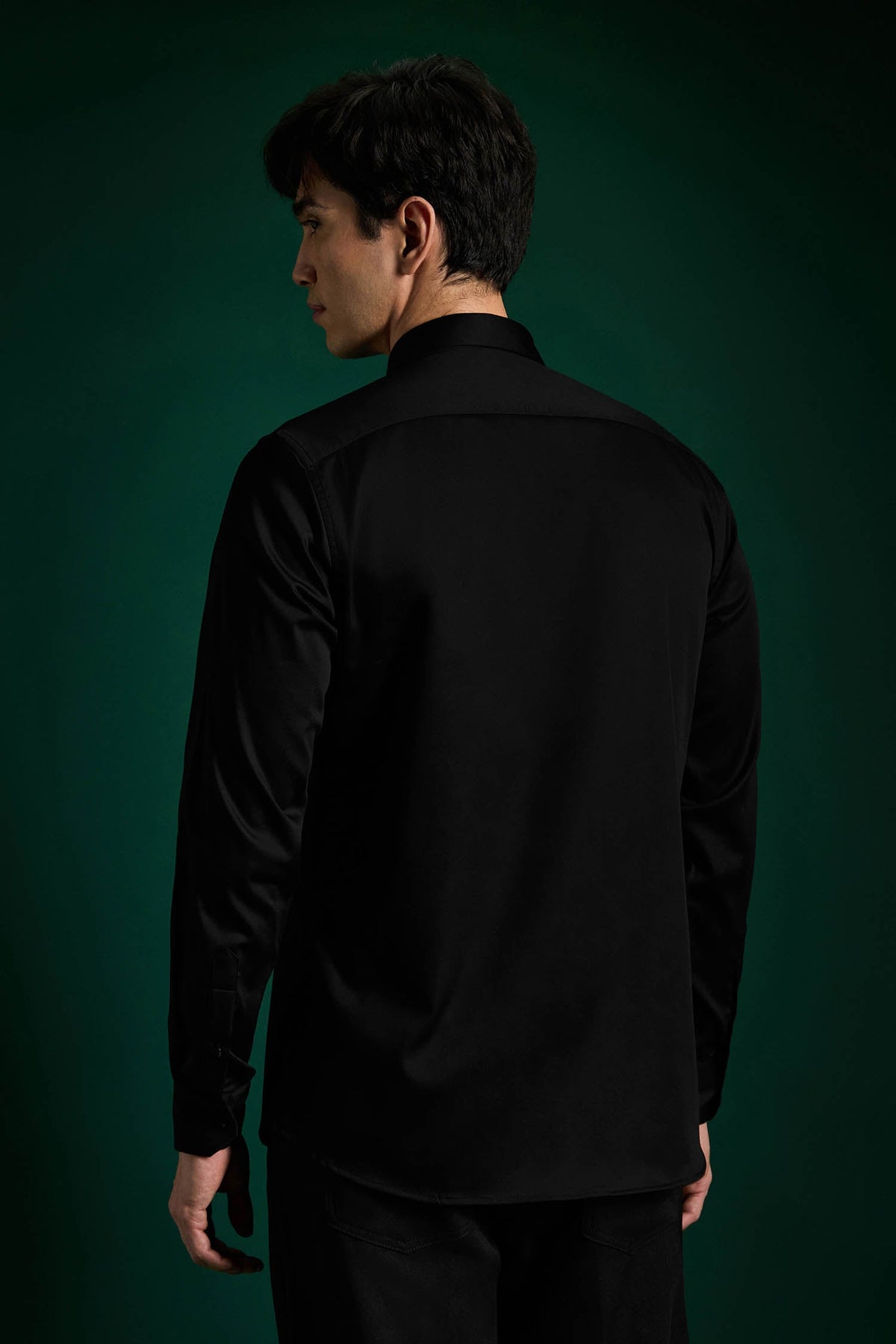 Big Mickey - Black Hand Embroidered Designer Shirt - Black