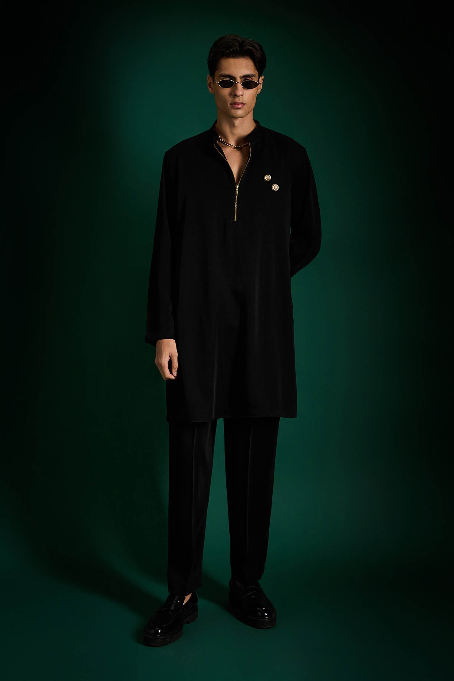 Disc Hand Designer Kurta - Black