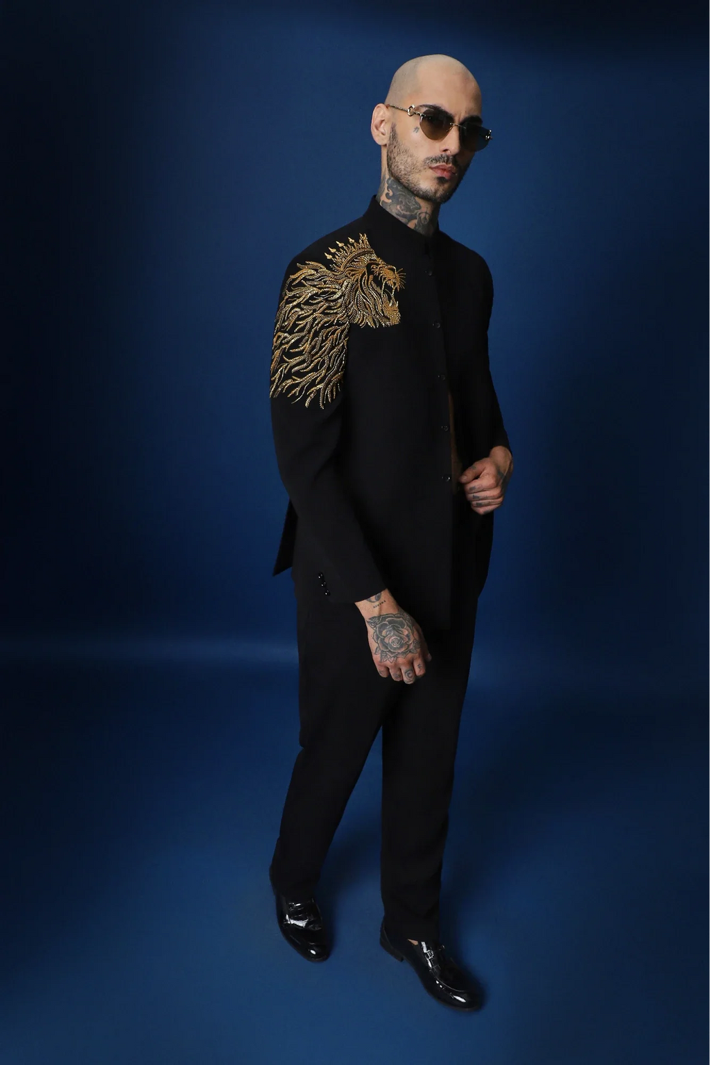 Narasimha Hand Embroidered Bandhgala - Black