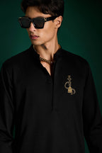 Desi Boy Hand Embroidered Designer Kurta - Black