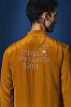Swaagat Nahin Karoge Humara Hand Embroidered Kurta - Mustard
