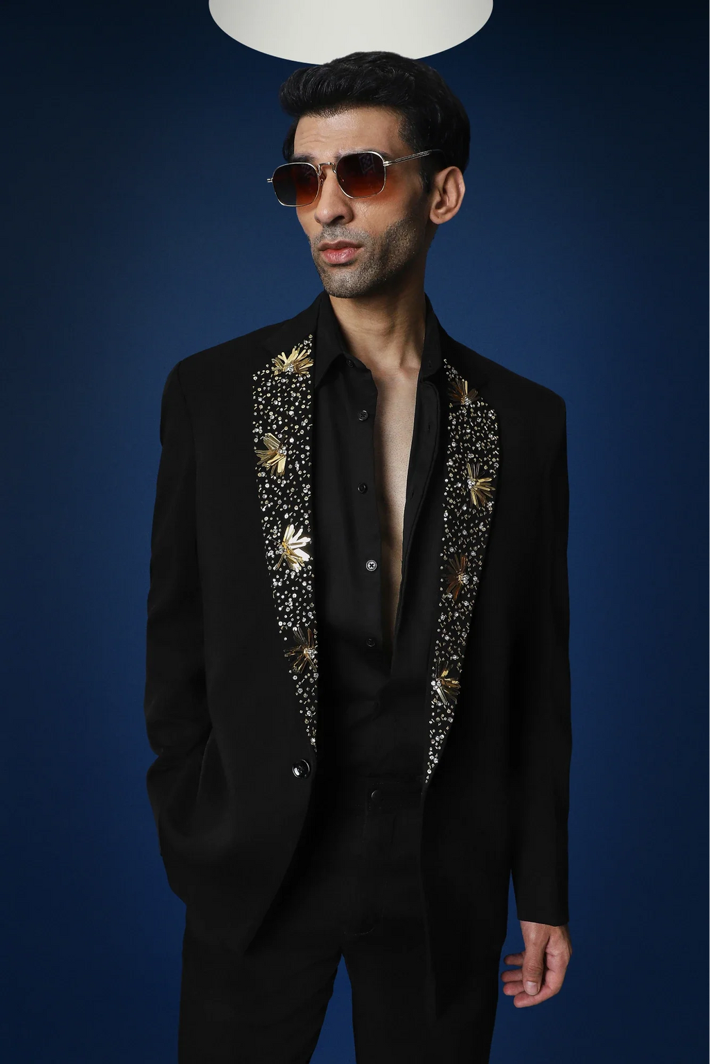 Nova Hand Embroidered Tuxedo - Black