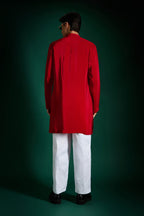 Bud Hand Embroidered Designer Kurta - Red