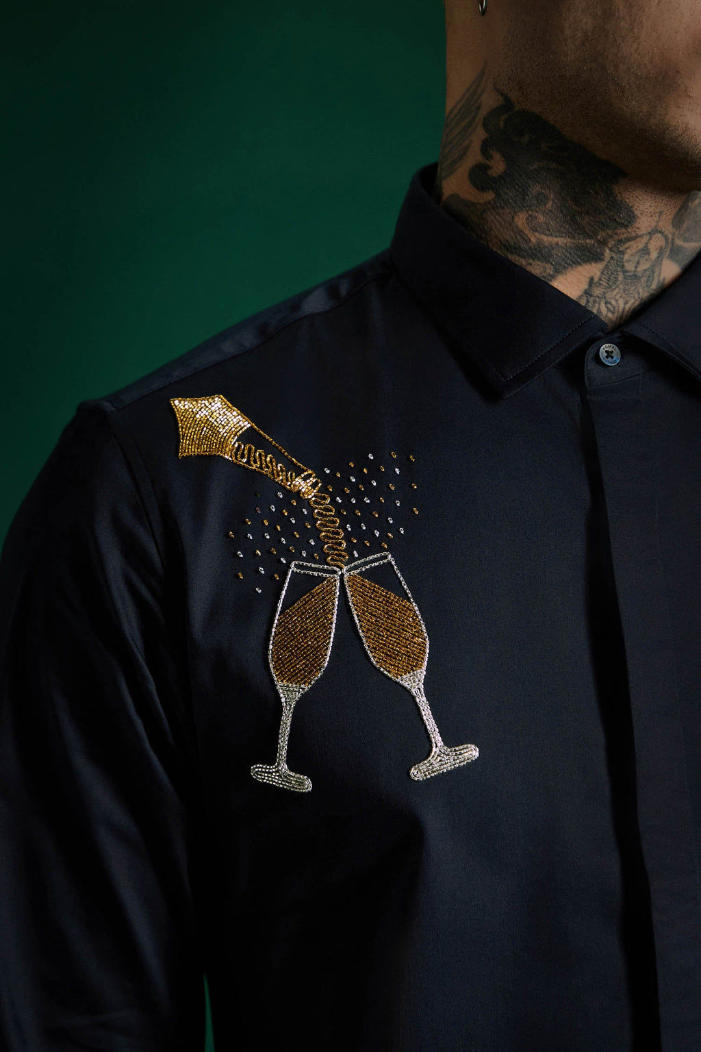 Champagne - Hand Embroidered Designer Shirt