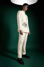 Serene Bloom(Rose)-hand Embroidered Bandhgala