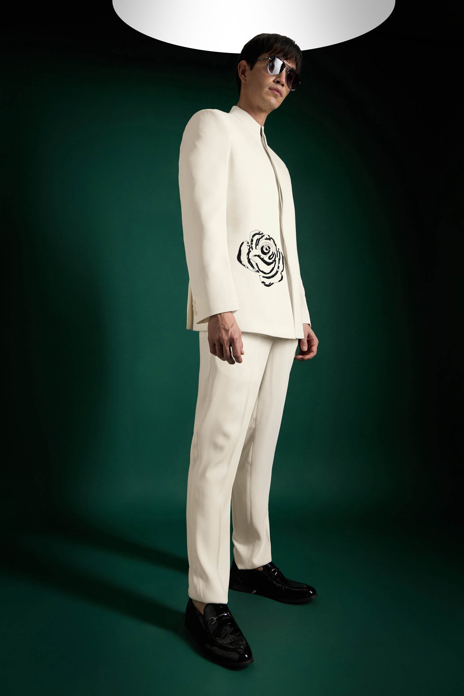 Serene Bloom(Rose)-hand Embroidered Bandhgala