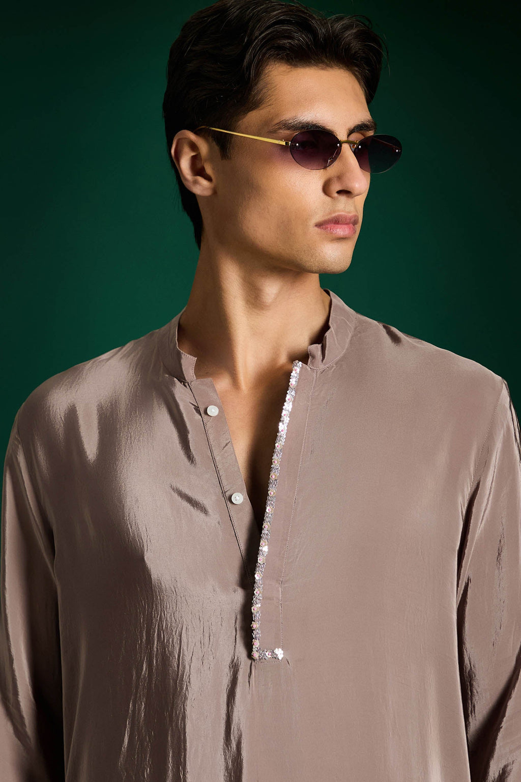 Petals Hand Embroidered Designer Kurta - Lilac Luster