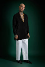 Bell Clusters Hand Embroidered Designer Kurta - Black