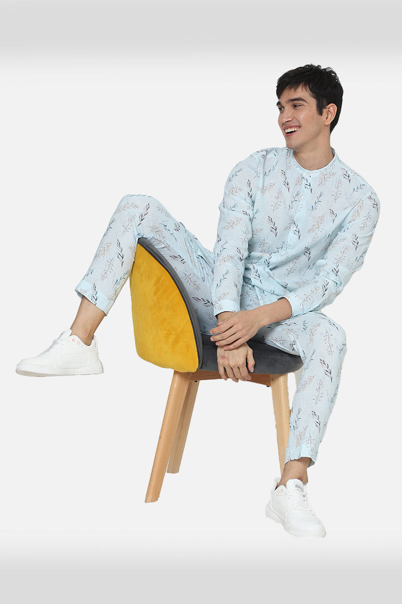 Sky Blue Printed Kurta Set