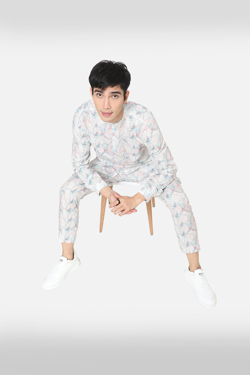 White Printed Kurta Set