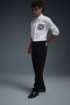 Predator(Tiger) - Hand Embroidered Designer Shirt - White