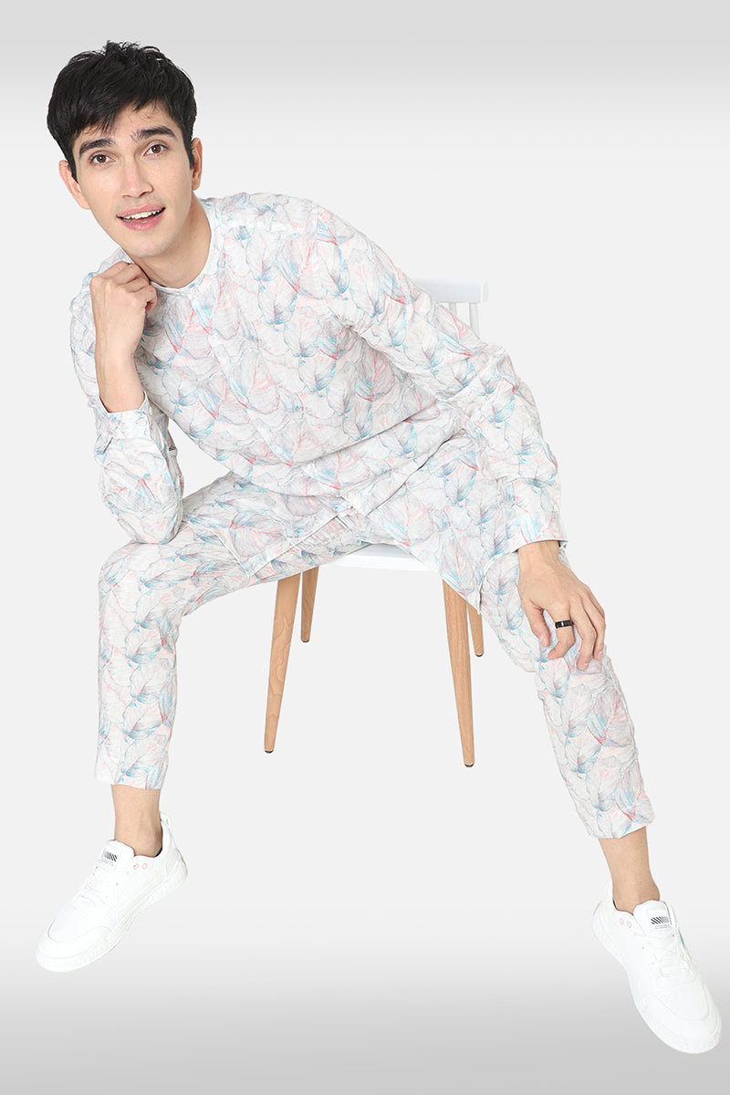 White Printed Kurta Set