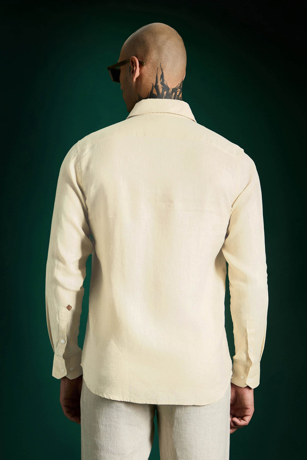 Spade Hand Embroidered Irish Linen Shirt - Ivory