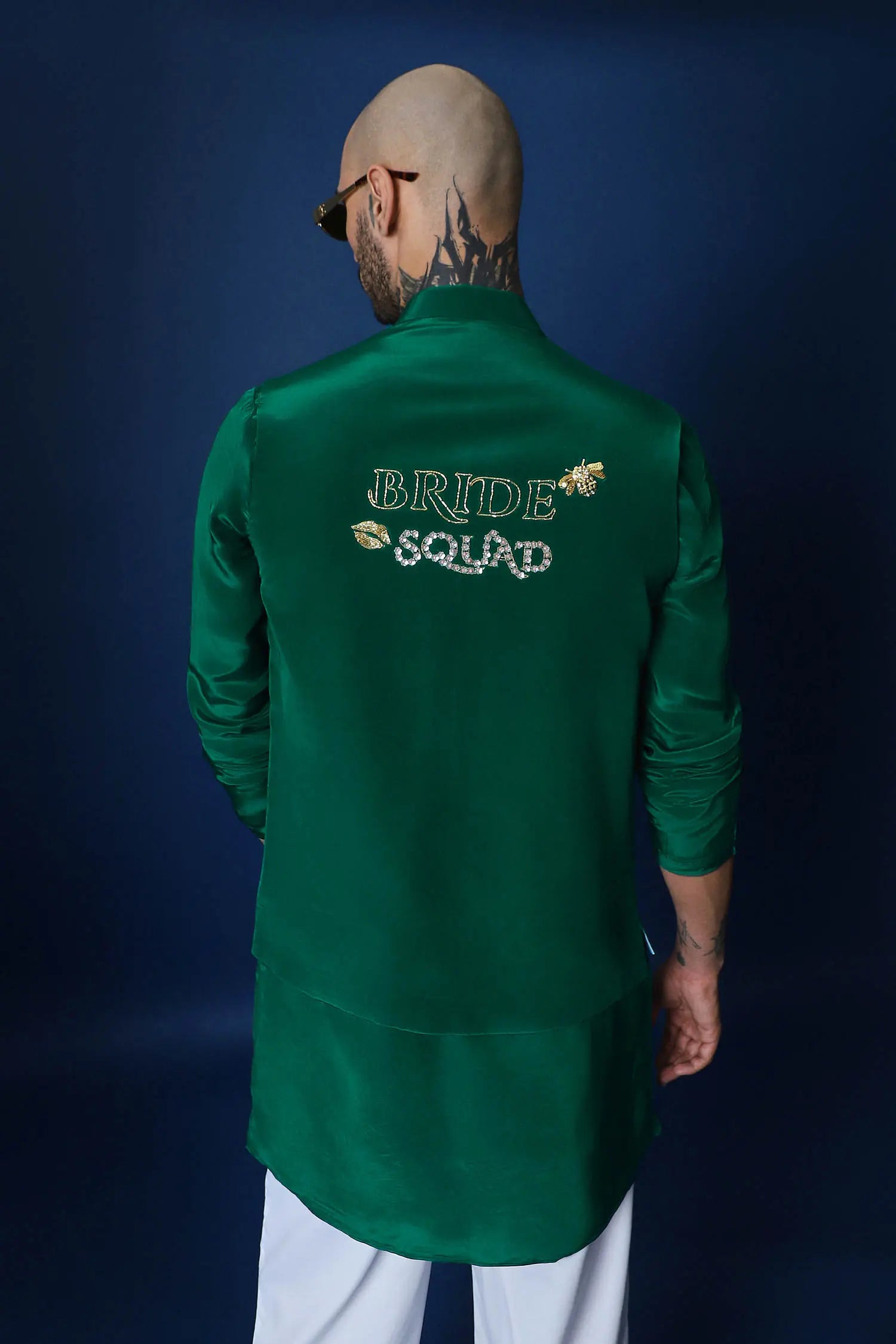 Bride Squad Hand Embroidered Bundi Set - Green