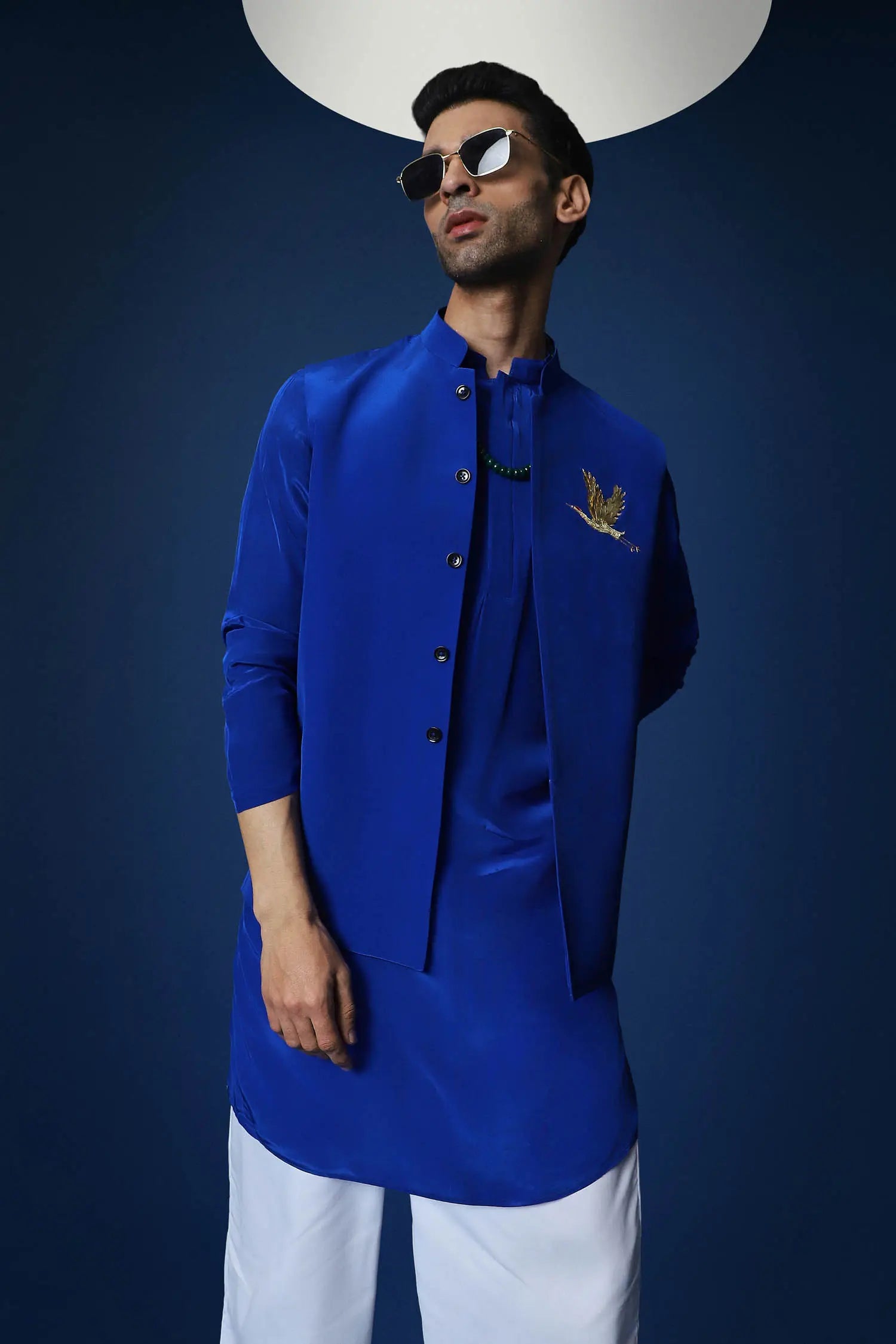 Mere Yaar Ki Shaadi Hai Hand Embroidered Bundi Set - Royal Blue
