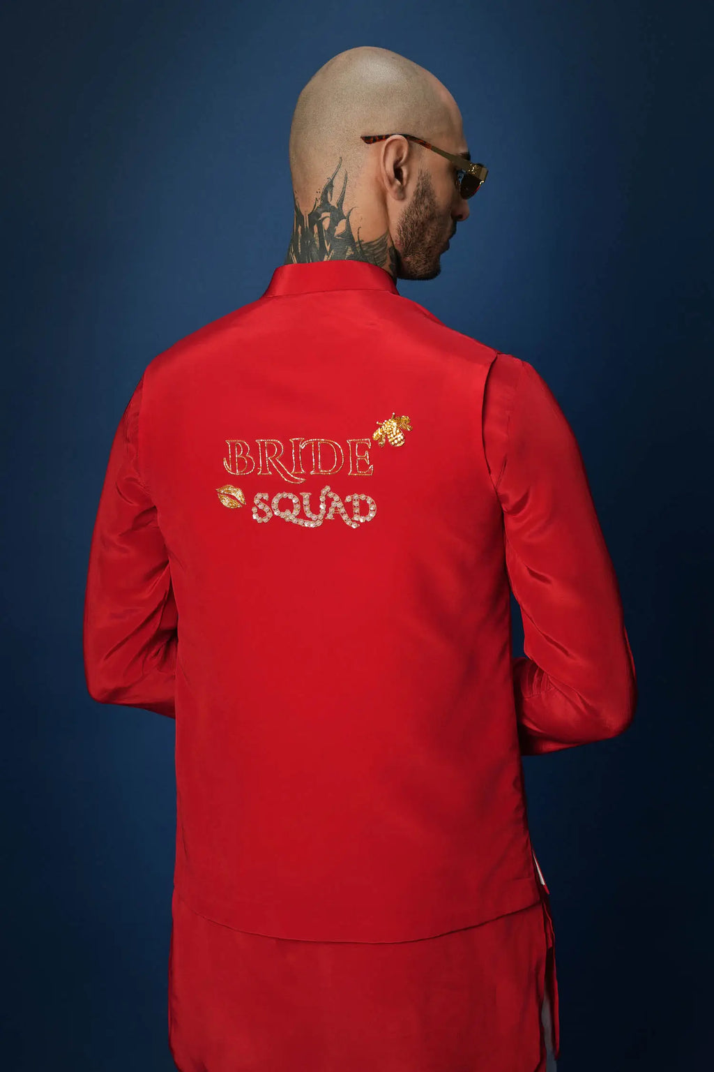 Bride Squad Hand Embroidered Bundi Set - Red