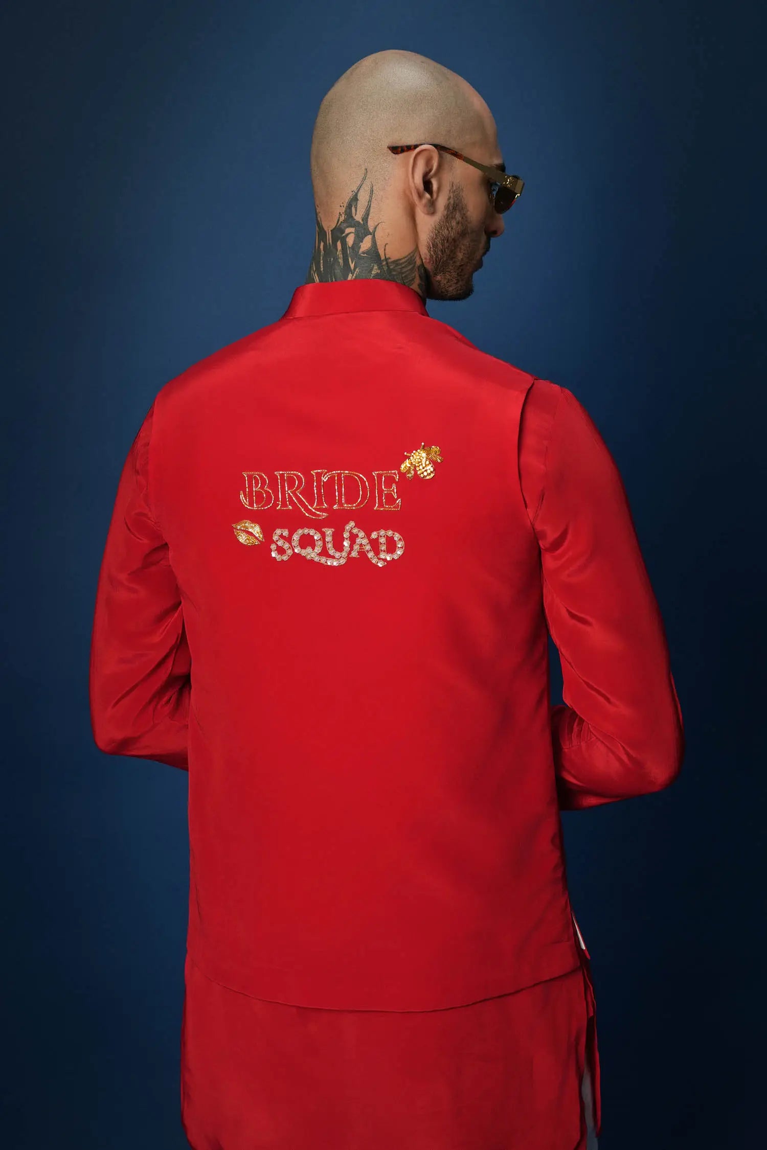 Bride Squad Hand Embroidered Bundi Set - Red