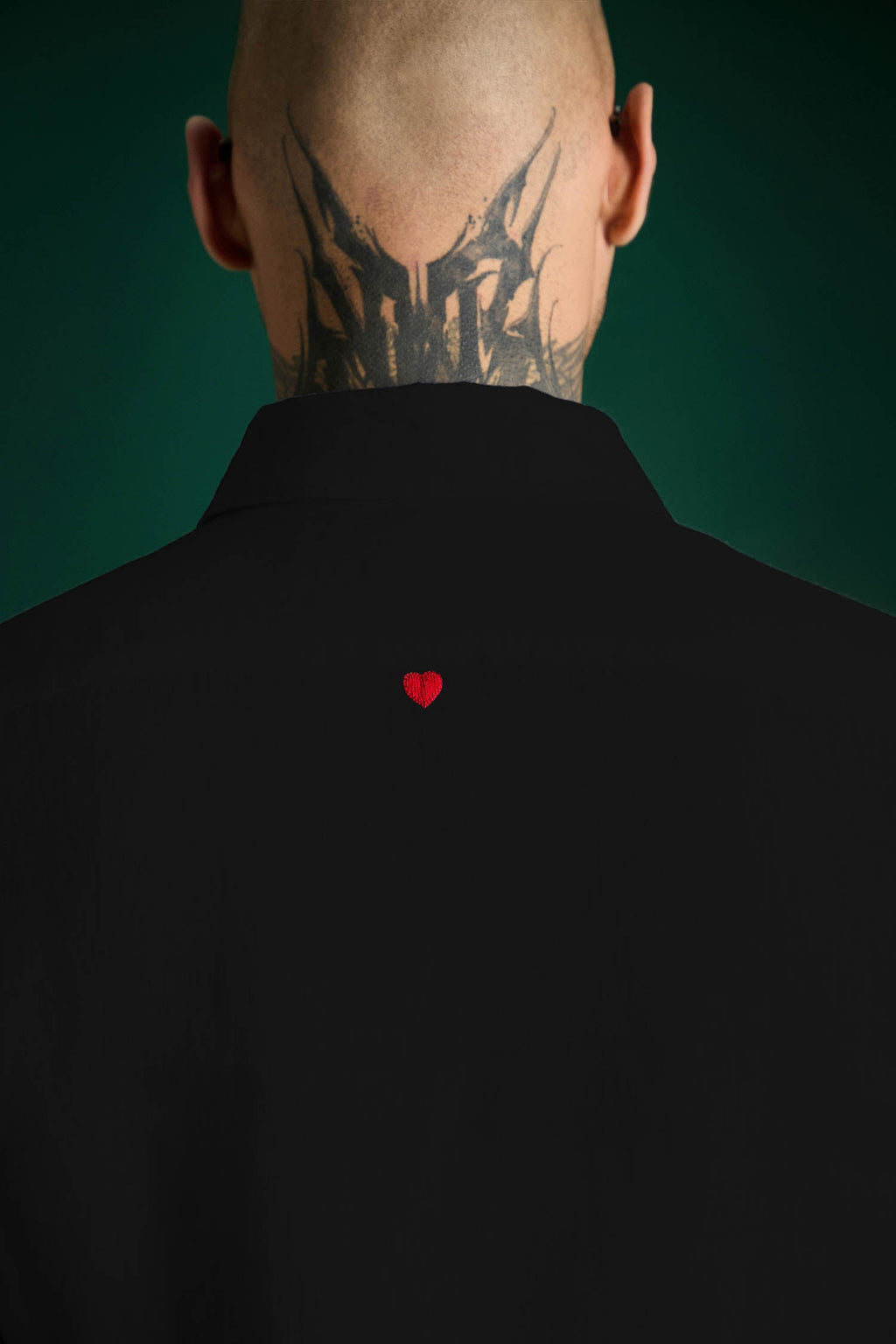 Heart Hand Embroidered Irish Linen Shirt - Black