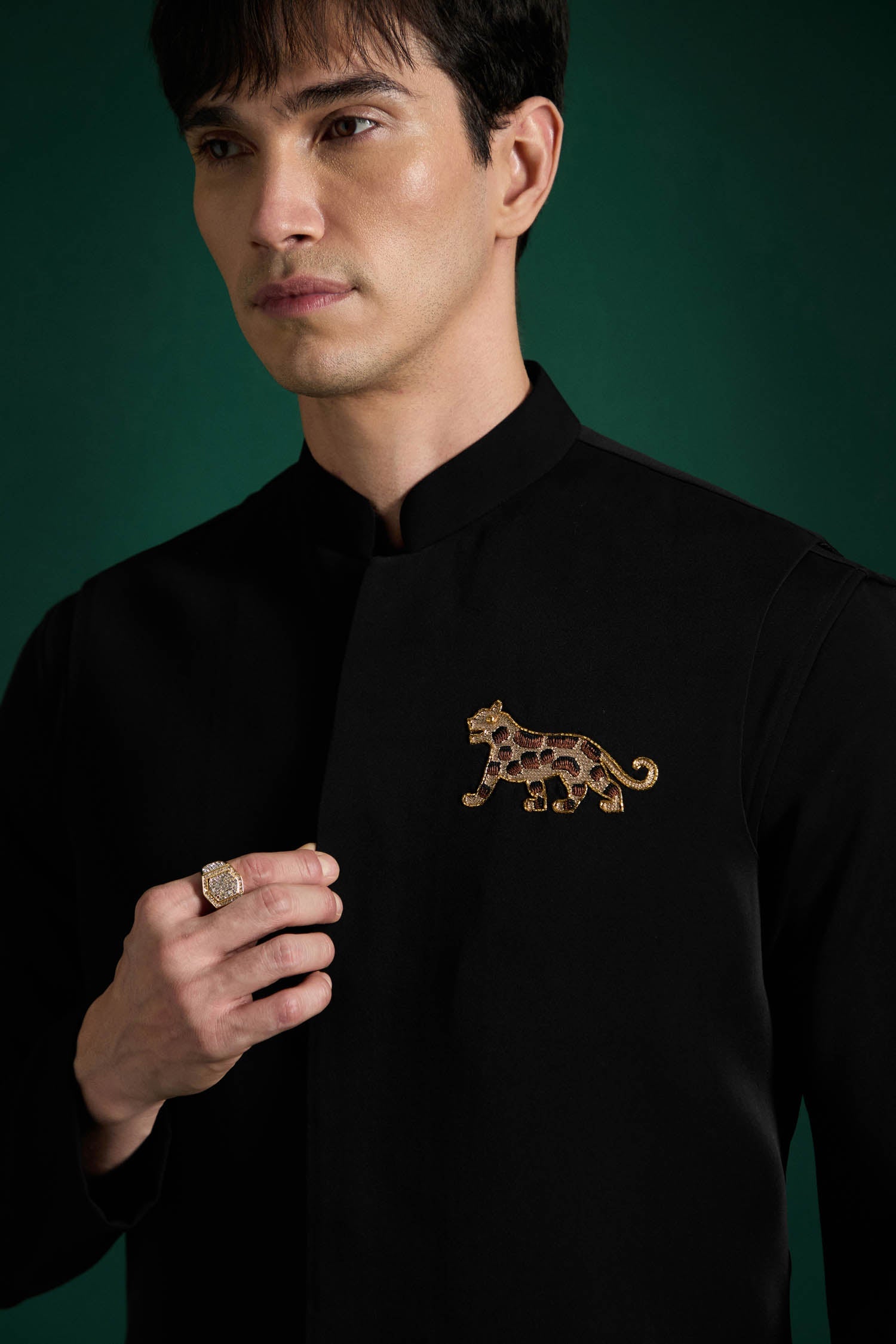Hunter(Leopard) - Hand Embroidered Designer Bundi