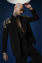 Empire Hand Embroidered Tuxedo - Black