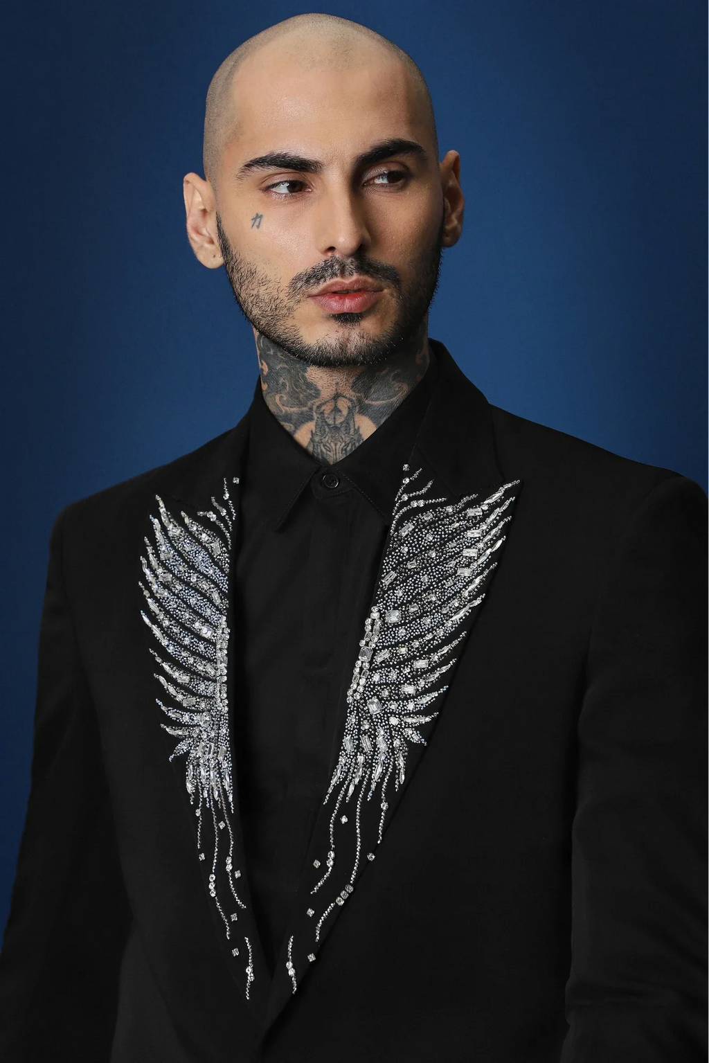 Avian Hand Embroidered Tuxedo - Black