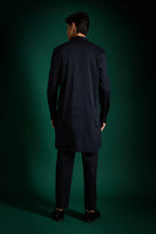 The King Hand Embroidered Designer Kurta - Navy