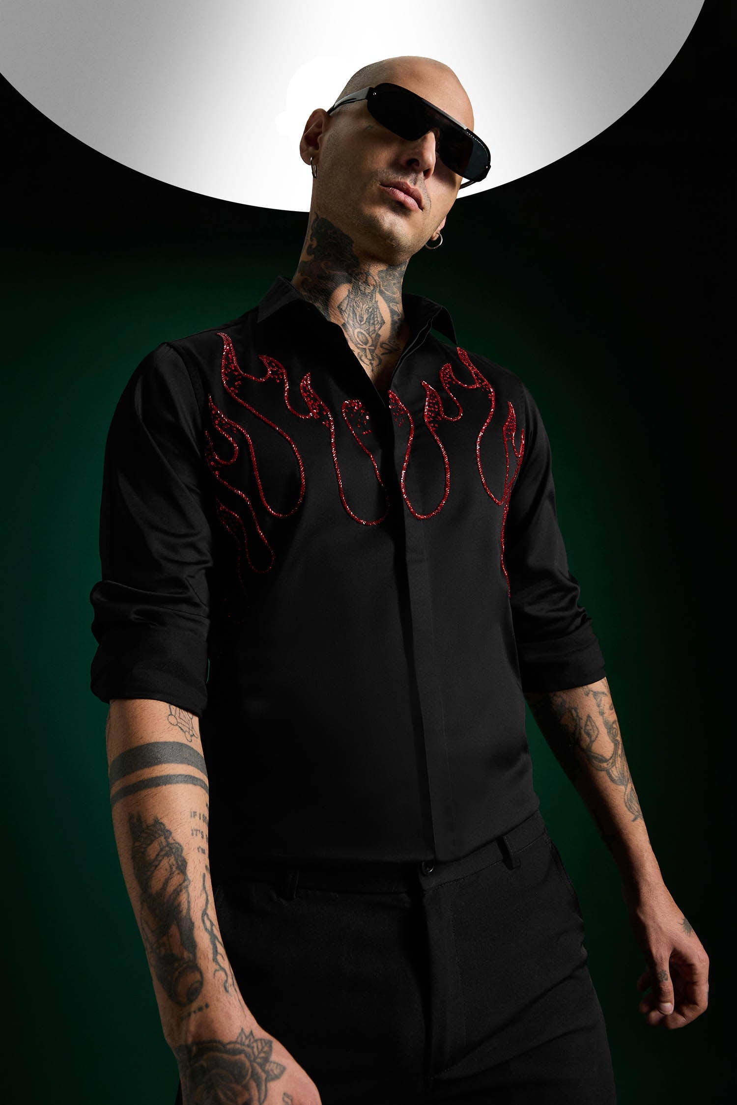 Flames- Hand Embroidered Designer Shirt